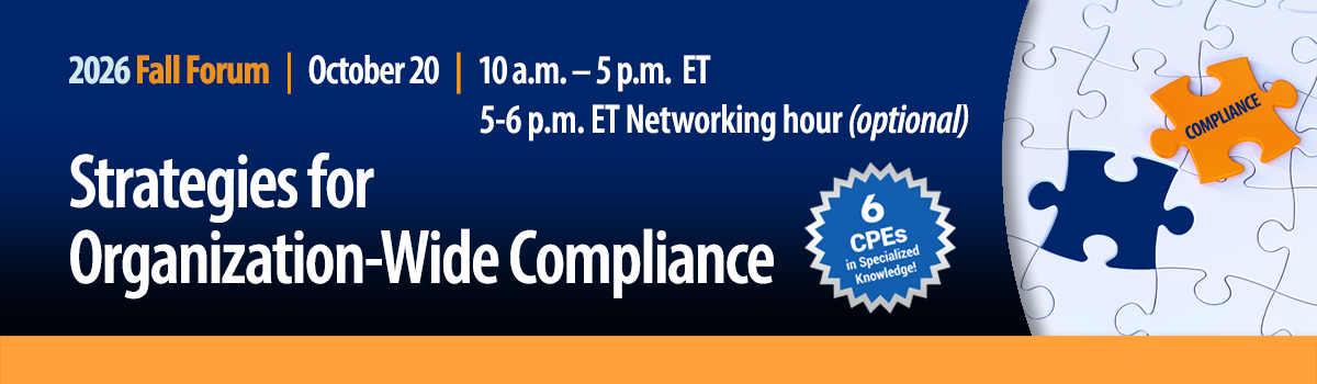 Fall Forum 2026 | Strategies for Organization-Wide Compliance Image